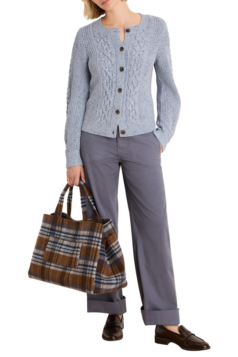 Flecked Shaker Cardigan, Alternate, color, BLUE MIX