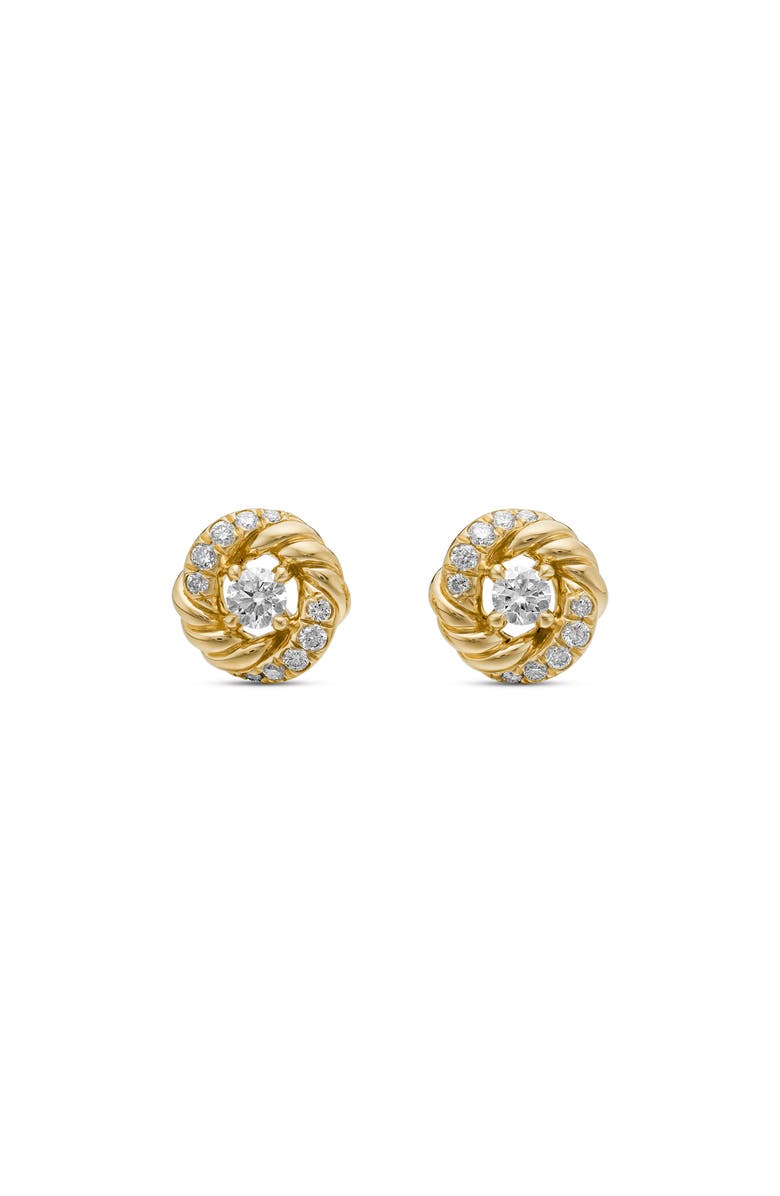 David Yurman Petite Infinity Stud Earrings in 18K Gold with Diamonds, Main, color, 