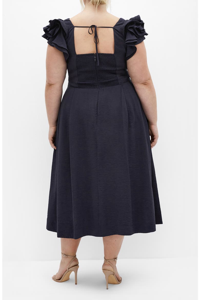 Ila Flutter Sleeve Midi Dress, Alternate, color, NAVY