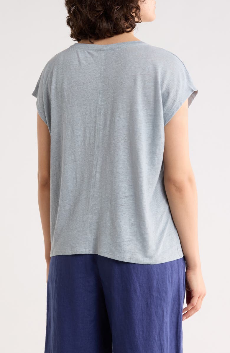 Eileen Fisher V-Neck Organic Linen T-Shirt, Alternate, color, Fog