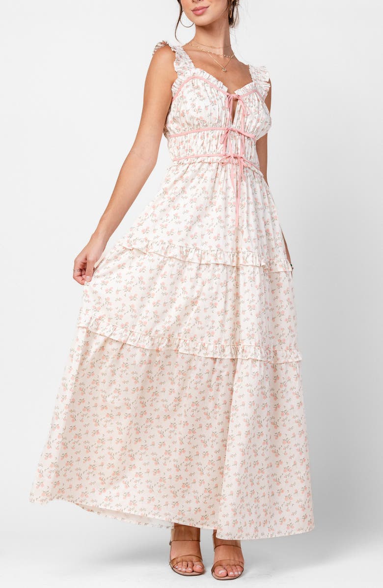 Beivy Floral Ruffle Maxi Dress, Alternate, color, Off White