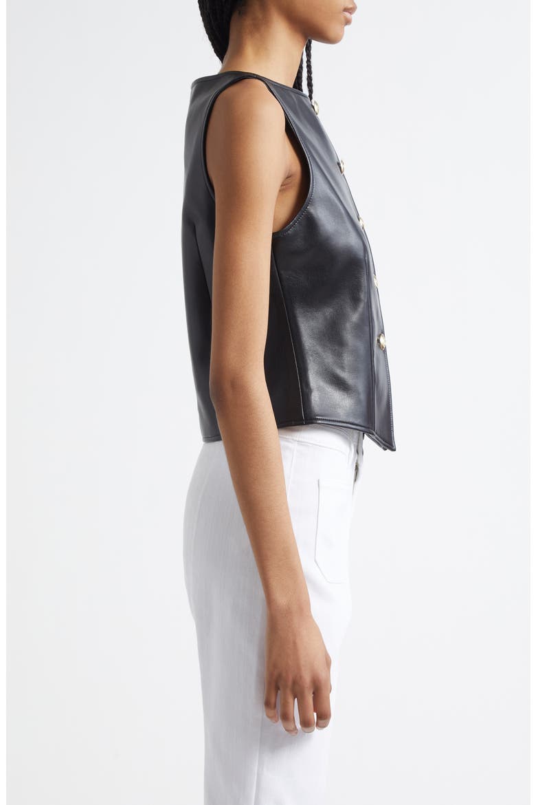 Camen Faux Leather Vest, Alternate, color, BLACK
