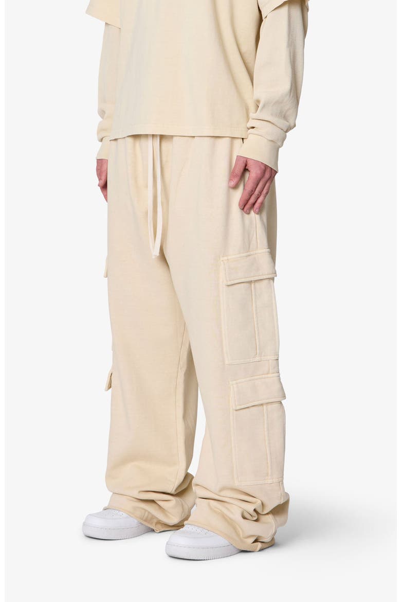 Ultra Baggy Cotton Flece Cargo Sweatpants, Alternate, color, OFF WHITE