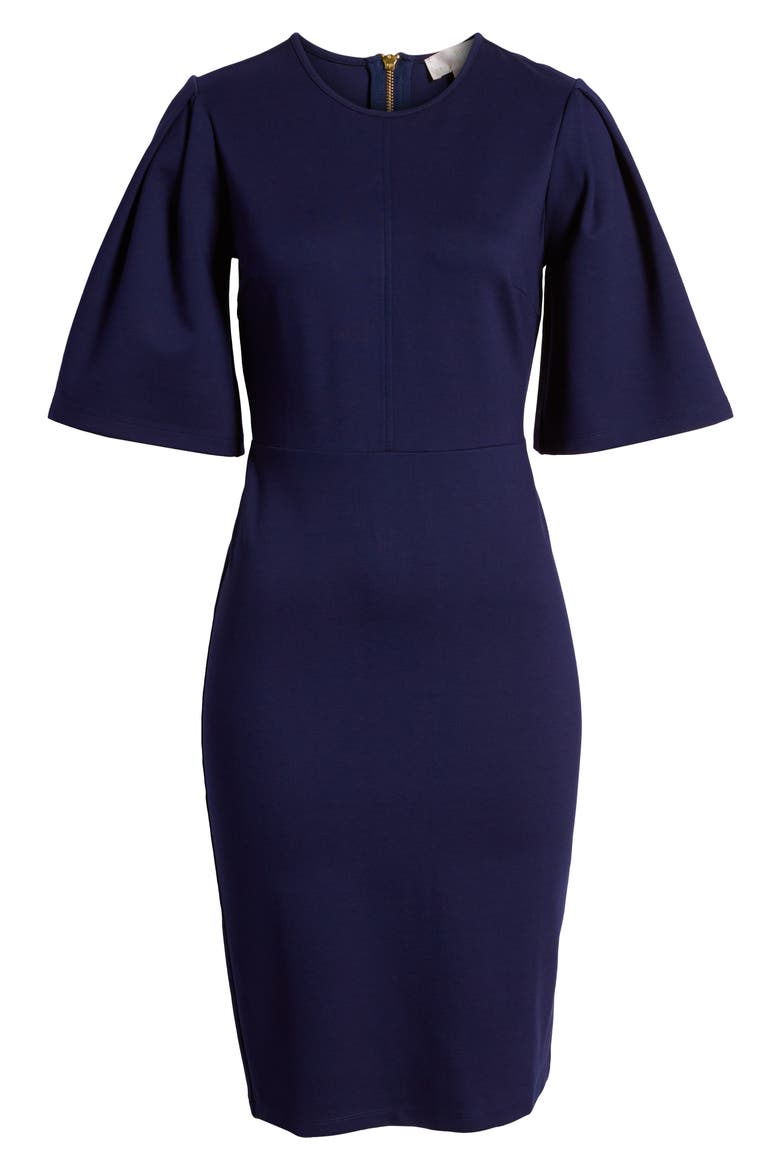 Flutter Sleeve Ponte Dress, Alternate, color, NAVY PEACOAT