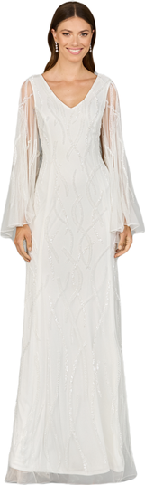 Cape Sleeve Beaded Bridal Gown