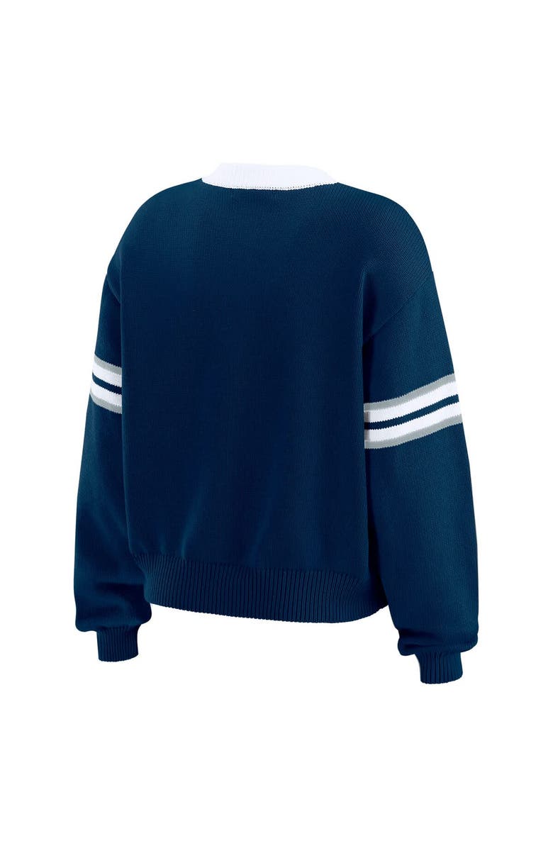 WEAR by Erin Andrews Women
s WEAR by Erin Andrews Navy Dallas Cowboys Lace-Up Pullover Sweatshirt, Alternate, color, Navy