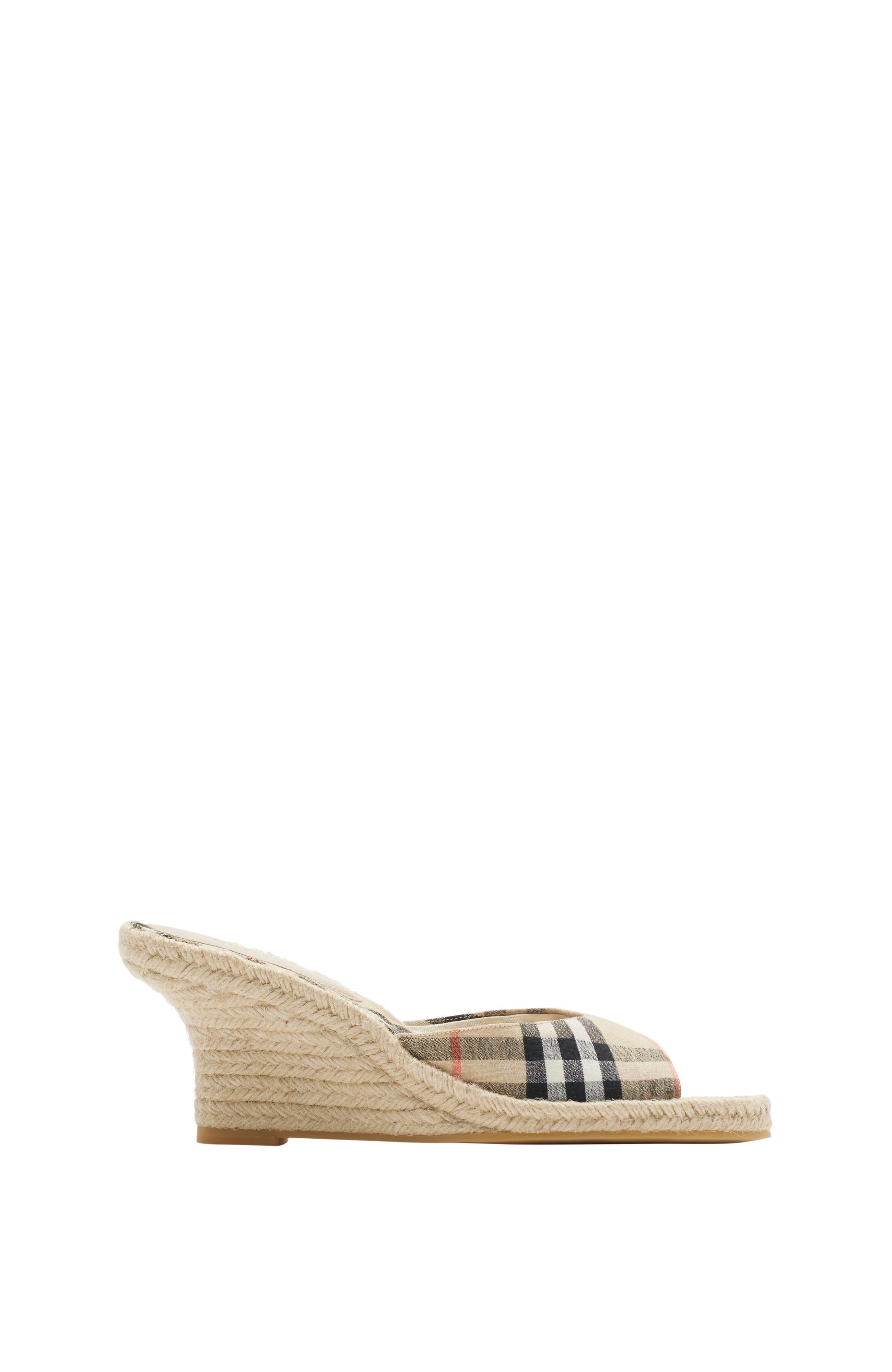 Burberry Check Mews Espadrille Mules, Main, color, Sand