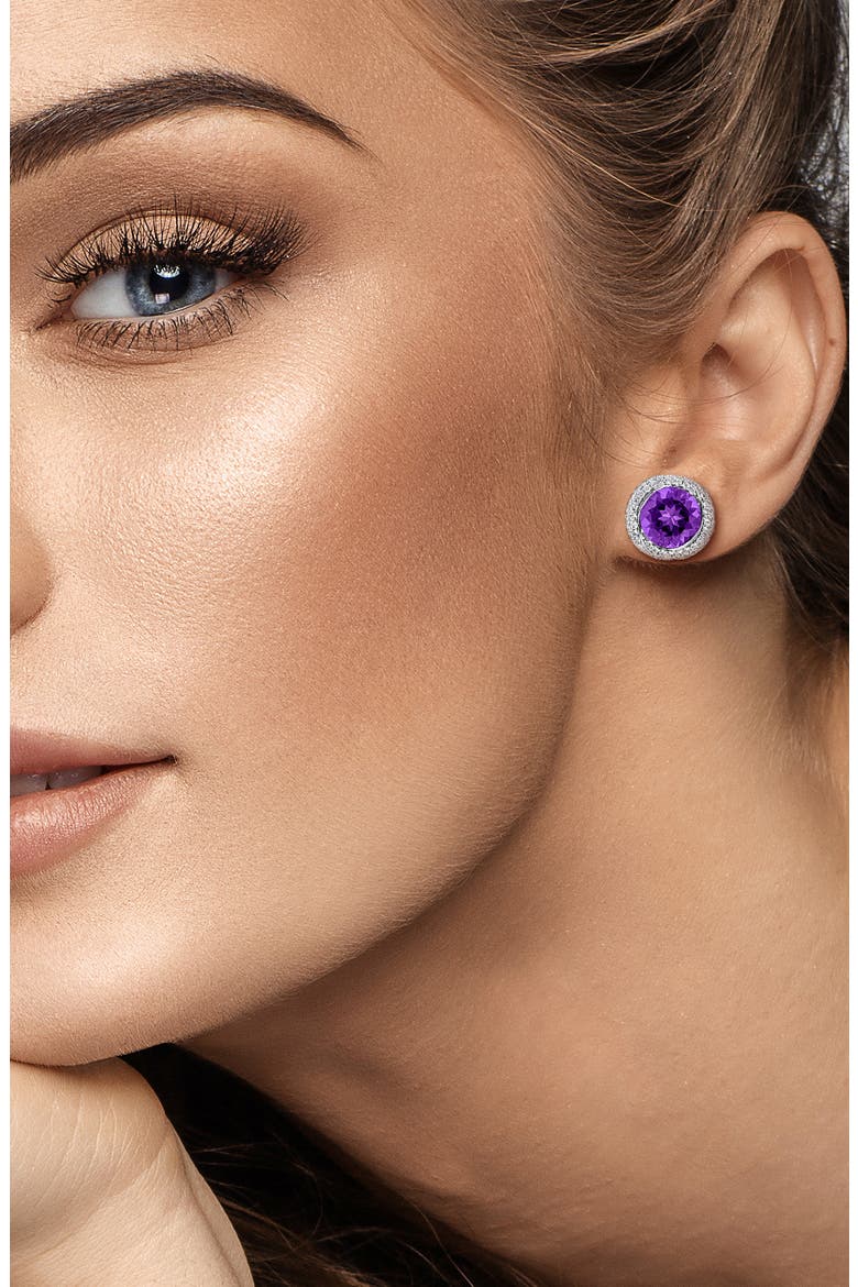 Amethyst & White Topaz Earrings & Necklace Set, Alternate, color, PURPLE
