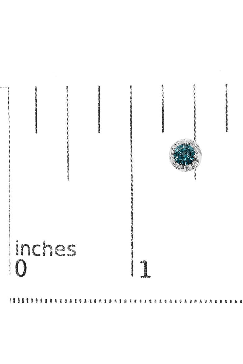 14K White Gold 1.00 Ct Blue and White Diamond Hidden Halo Stud Earrings, Alternate, color, White