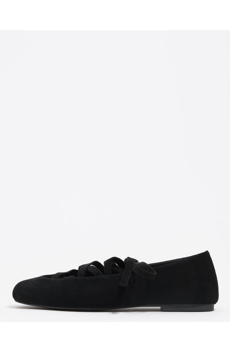 Bimba y Lola Split Leather Ballerina, Main, color, Black