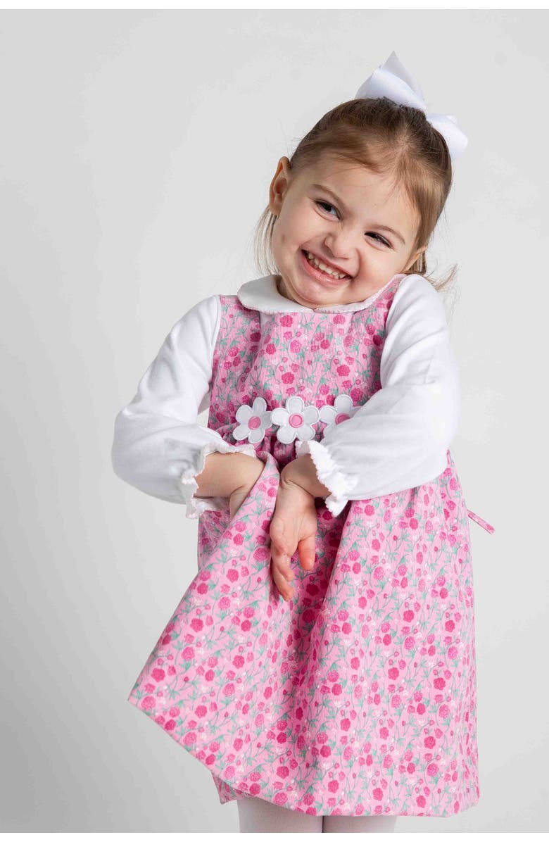 Florence Eiseman Floral Corduroy Jumper With Flowers, Alternate, color, Pink