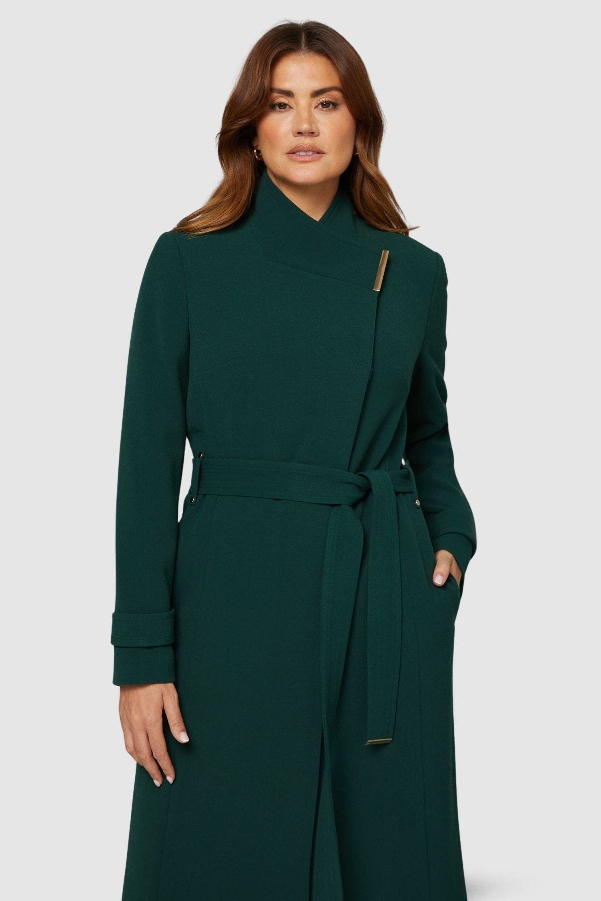 Double Crepe Wrap Belted Coat - image 2