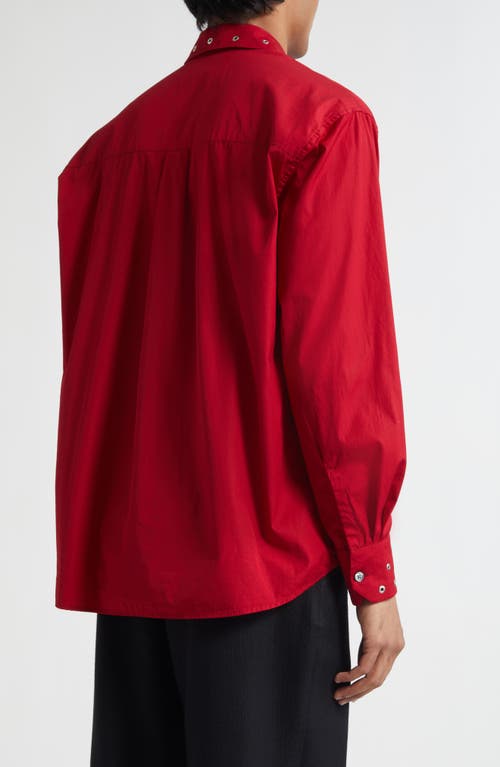 Our Legacy Above Grommet Detail Cotton Poplin Button-up Shirt In Red