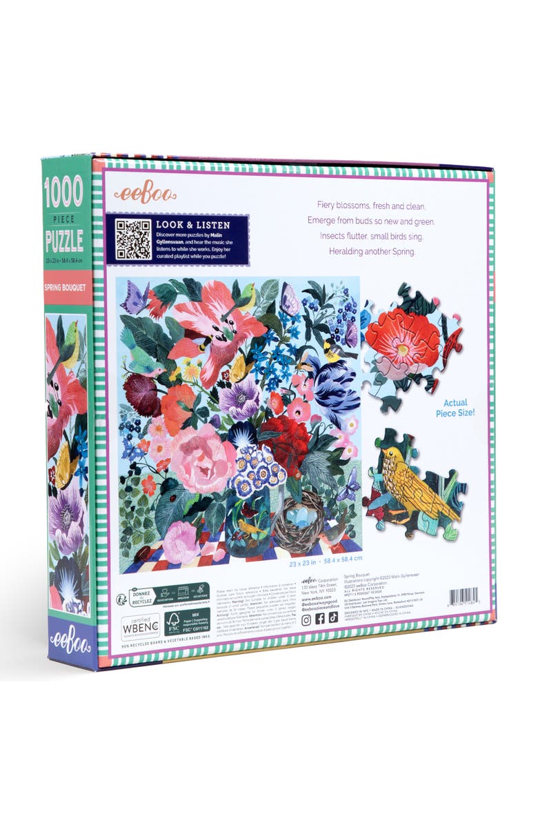 ZZDNU eeBoo Piece & Love Eeboo Piece & Love Spring Bouquet 1000Pc Square Puzzle 23"X23" Jigsaw, Alternate, color, 