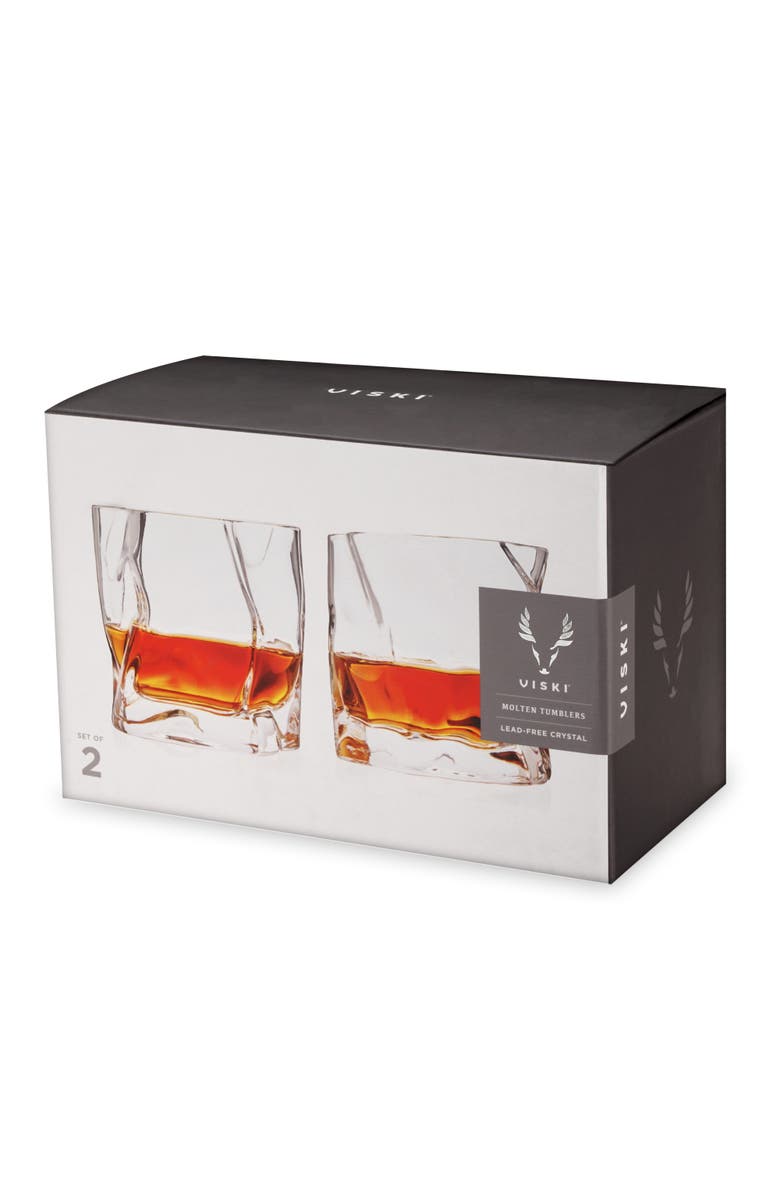 Viski Crystal Molten Tumblers Set of 2, Alternate, color, Clear
