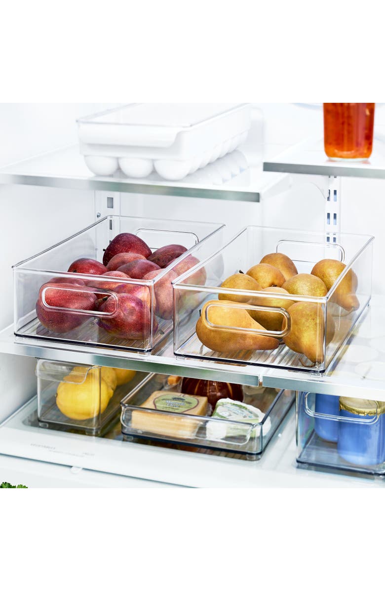 iDesign Stackable Fridge Bin - Kitchen Storage Bin for Pantry, Cabinets, or Fridge, Set of 6, Clear, Alternate, color,