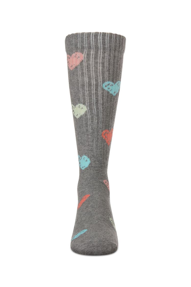 Ribbed Multi Graffiti Hearts Knee Sock, Alternate, color, Med Gray Heather