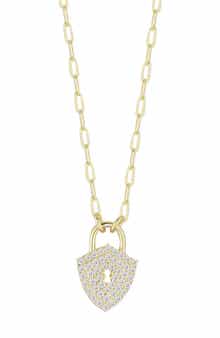Cubic Zirconia Shield Pendant Necklace