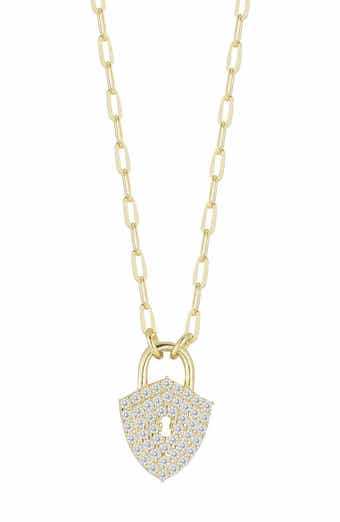 Cubic Zirconia Shield Pendant Necklace