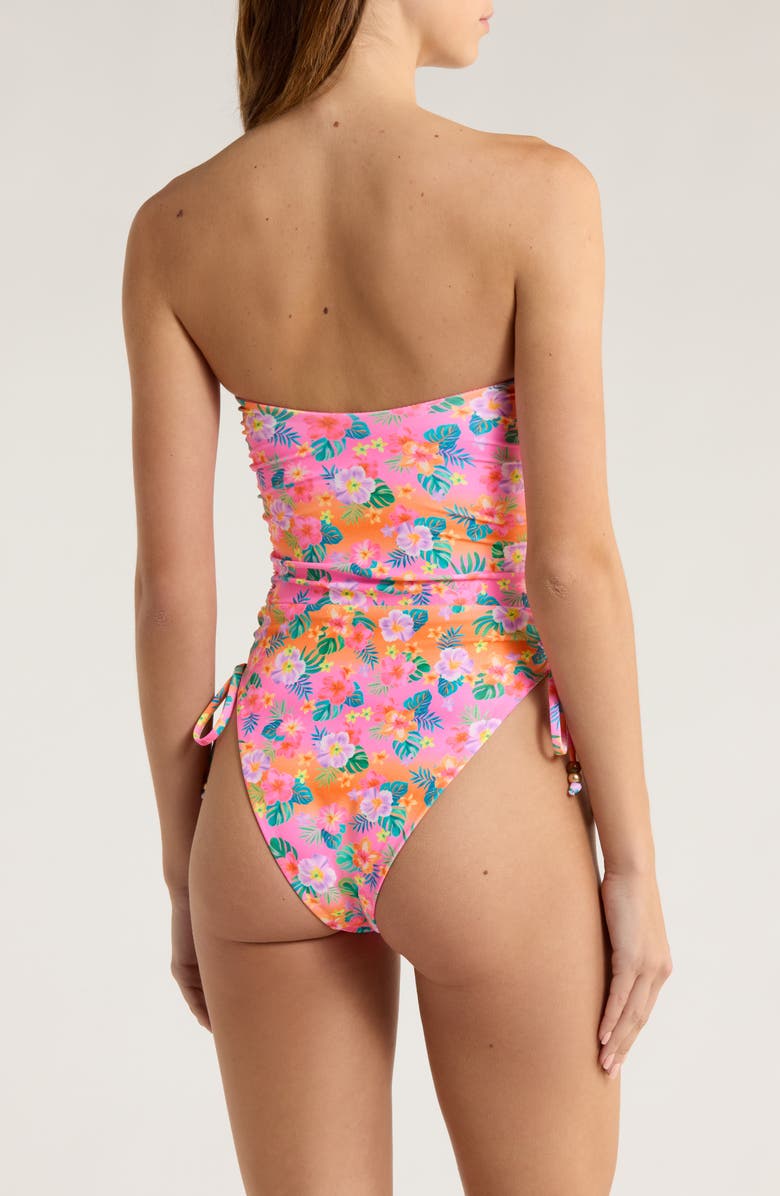 Kulani Kinis Strapless Cinched Tie One-Piece Swimsuit, Alternate, color, Summer Glow