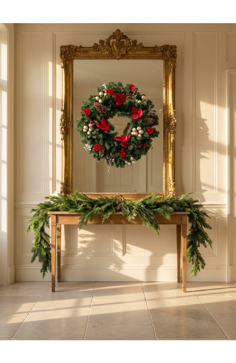 CocoBella Evangeline Holiday Wreath, Alternate, color, Green