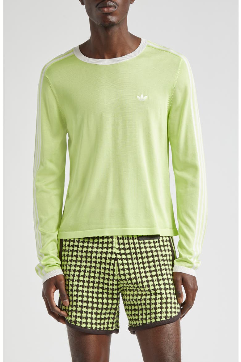 x Wales Bonner 3-Stripes Long Sleeve T-Shirt, Main, color, SEMI FROZEN YELLOW/CHALK WHITE