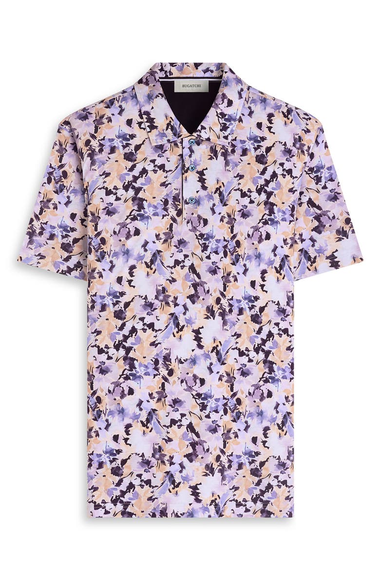 Bugatchi Hendrix Floral Pima Cotton Polo, Alternate, color, Lavender