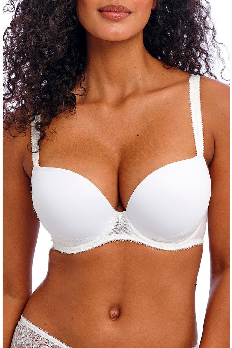 Fascinate Underwire Plunge T-Shirt Bra, Main, color, WHITE
