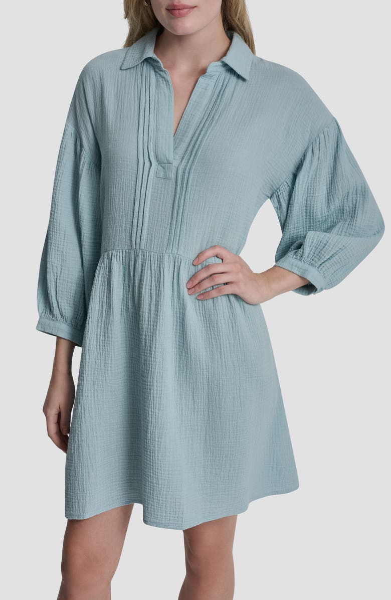 DKNY Jeans Cotton Gauze Dress, Alternate, color, Mineral