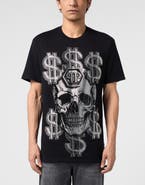 PHILIPP PLEIN Round Neck T-Shirt Dollar Skull Stones Men