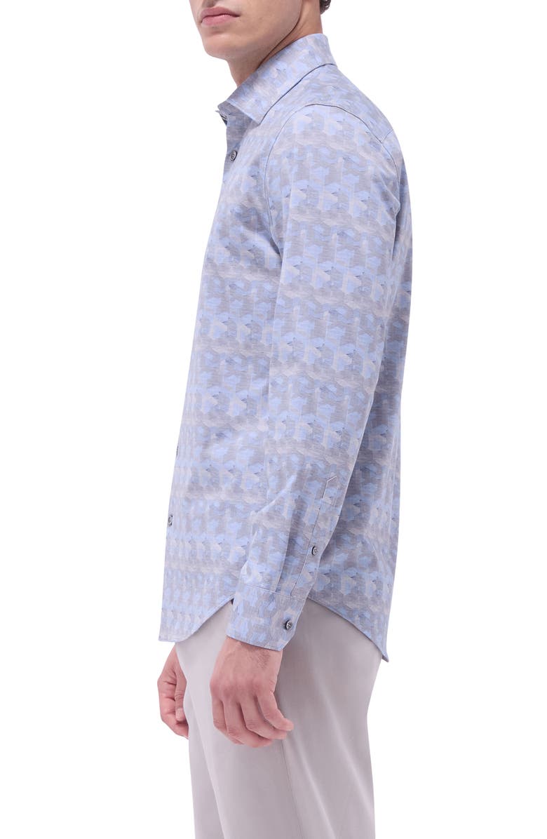 Bugatchi Jimmy OoohCotton<sup>®</sup> Abstract Print Button-Up Shirt, Alternate, color, Blue/ Almond