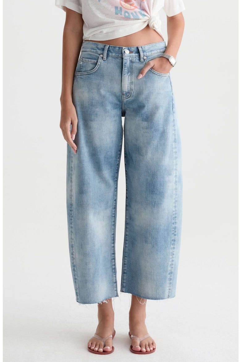 Hattie Raw Hem High Waist Crop Barrel Leg Jeans, Main, color, PLAYA