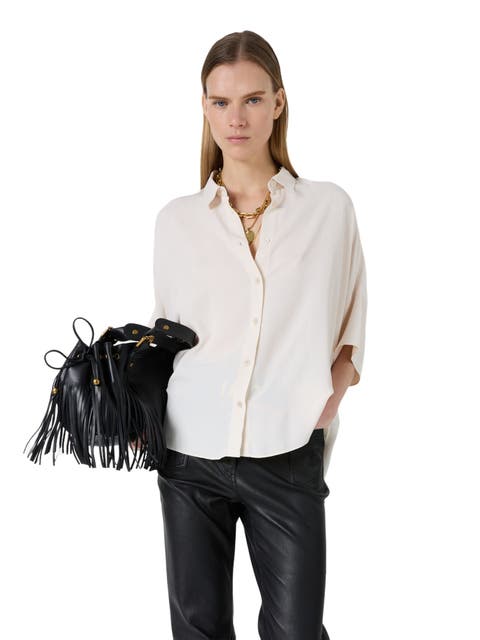 Cirae 3/4 Sleeve Oversized Shirt