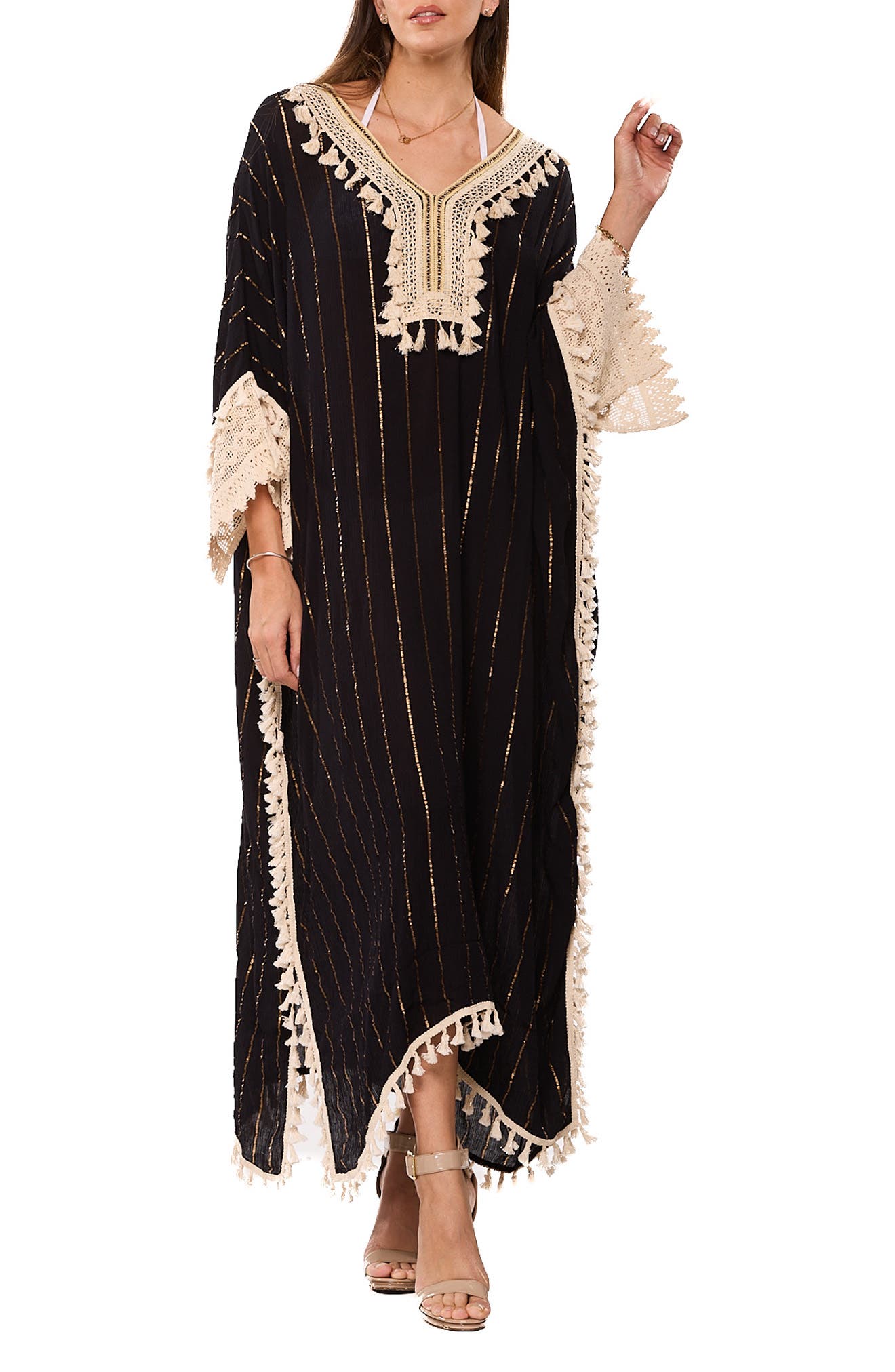 RANEES Tassel Embroidered Caftan