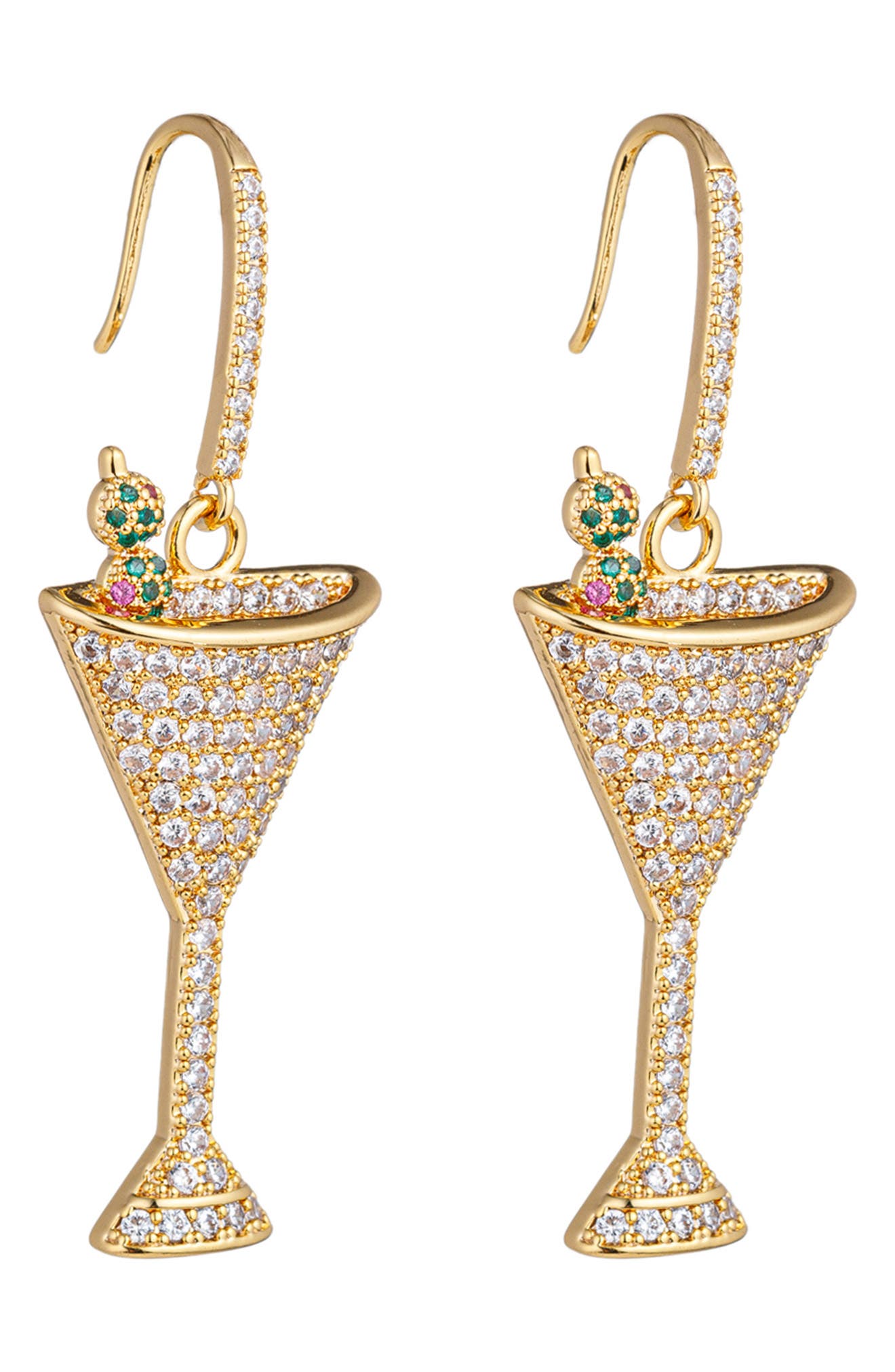 EYE CANDY LOS ANGELES Pavé Cubic Zirconia Olive Martini Drop Earrings