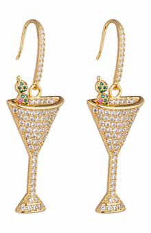 EYE CANDY LOS ANGELES Pavé Cubic Zirconia Olive Martini Drop Earrings