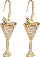 EYE CANDY LOS ANGELES Pavé Cubic Zirconia Olive Martini Drop Earrings