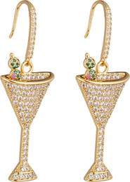 EYE CANDY LOS ANGELES Pavé Cubic Zirconia Olive Martini Drop Earrings