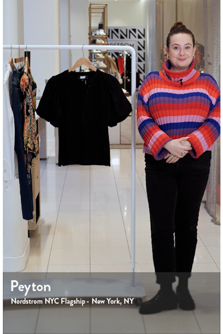 Puff Sleeve Mixed Media Henley Top video