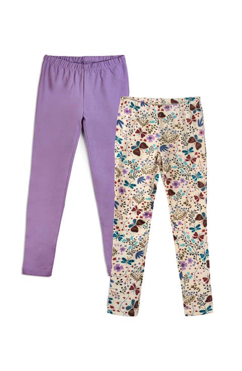 Organic Cotton Reinforced Knee Print Leggings 2-pk