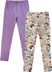 Mightly Organic Cotton Reinforced Knee Print Leggings 2-pk