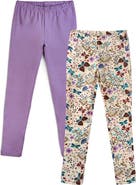 Mightly Organic Cotton Reinforced Knee Print Leggings 2-pk
