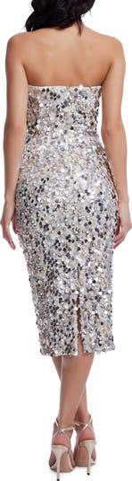 Viviana Sequin Strapless Sheath Cocktail Dress