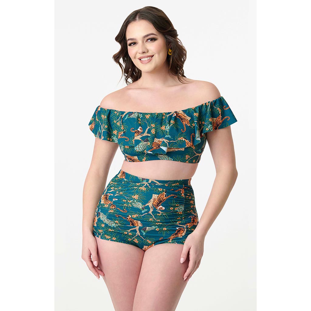 UNIQUE VINTAGE UNIQUE VINTAGE RUFFLED RAMONA SWIM TOP