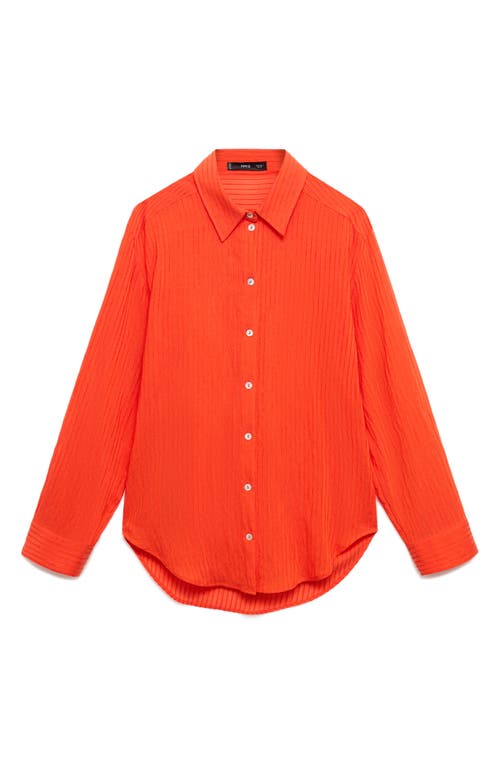 Mango Oversize Crinkled Effect Button-up Shirt In Orange
