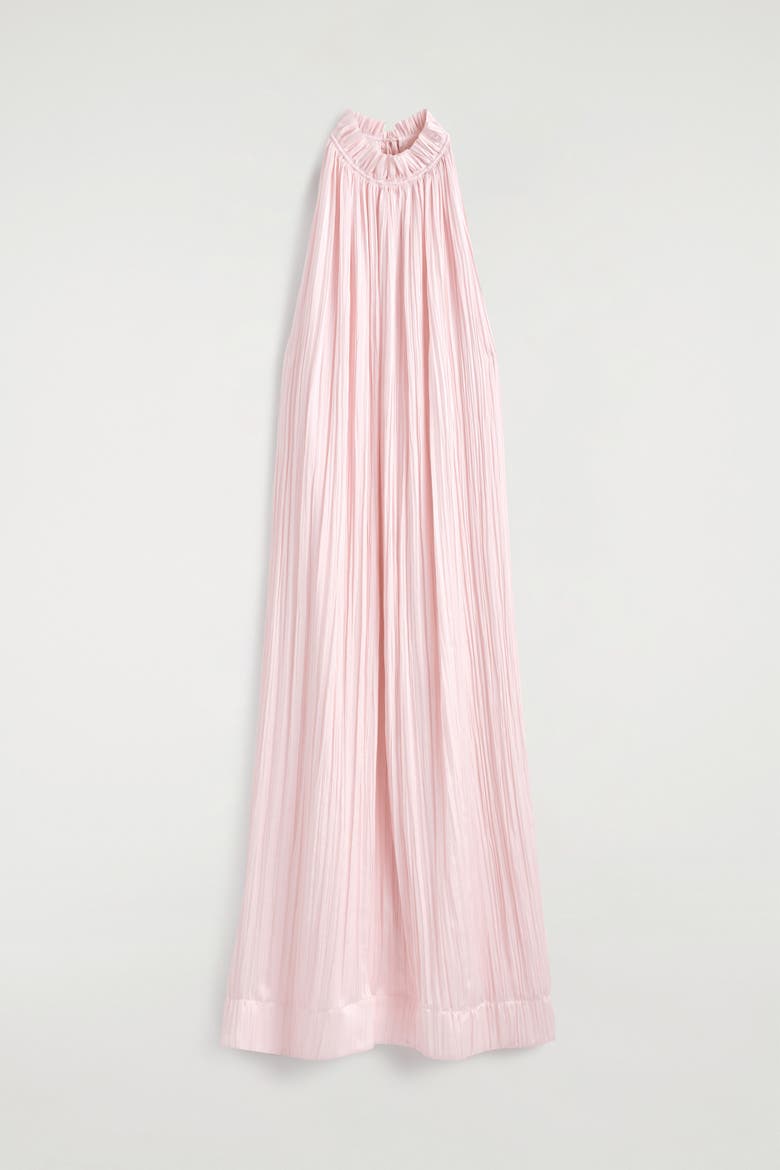 Crinkled-satin Midi Dress, Alternate, color, LIGHT PINK