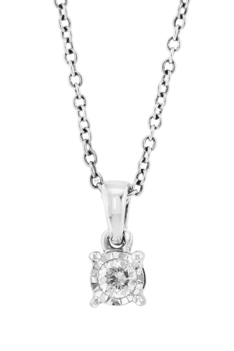 Sterling Silver Round Diamond Pendant Necklace, Alternate, color, SILVER