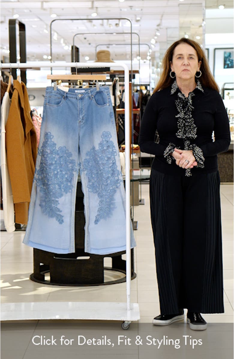 Embroidered High Waist Wide Leg Jeans, sales video thumbnail