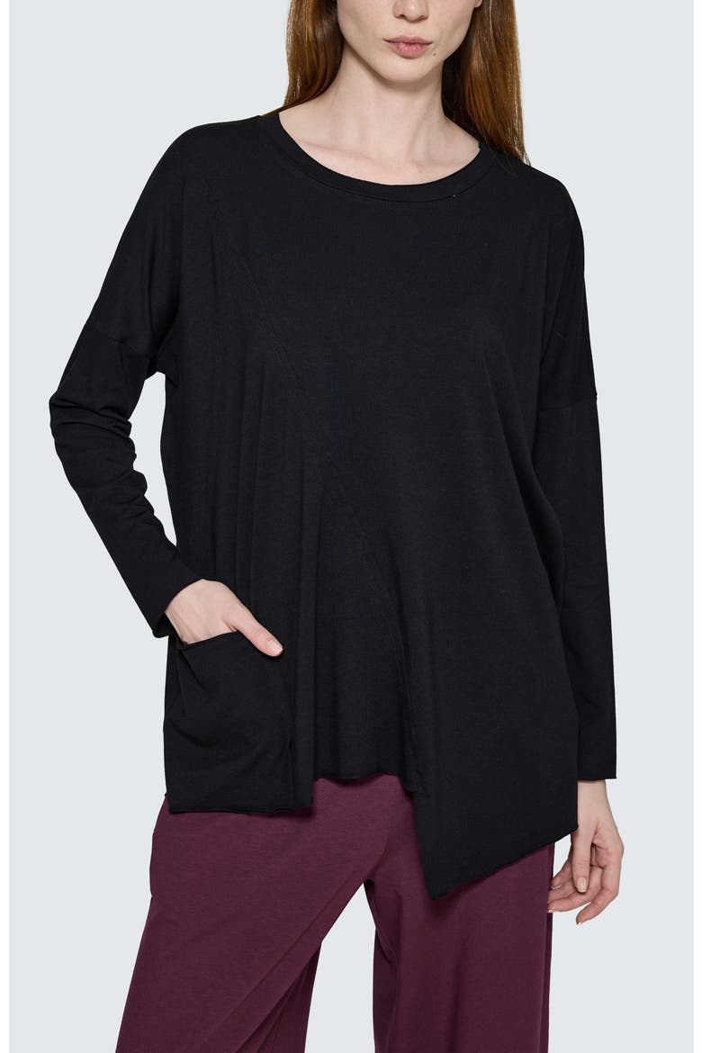 Greta Asymmetrical Blouse, Main, color, Black