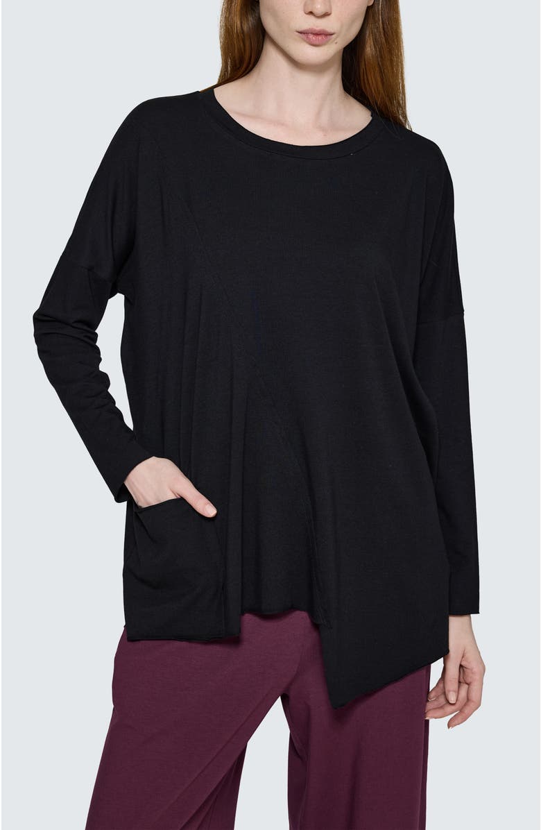 LUUKAA Greta Asymmetrical Blouse, Main, color, Black